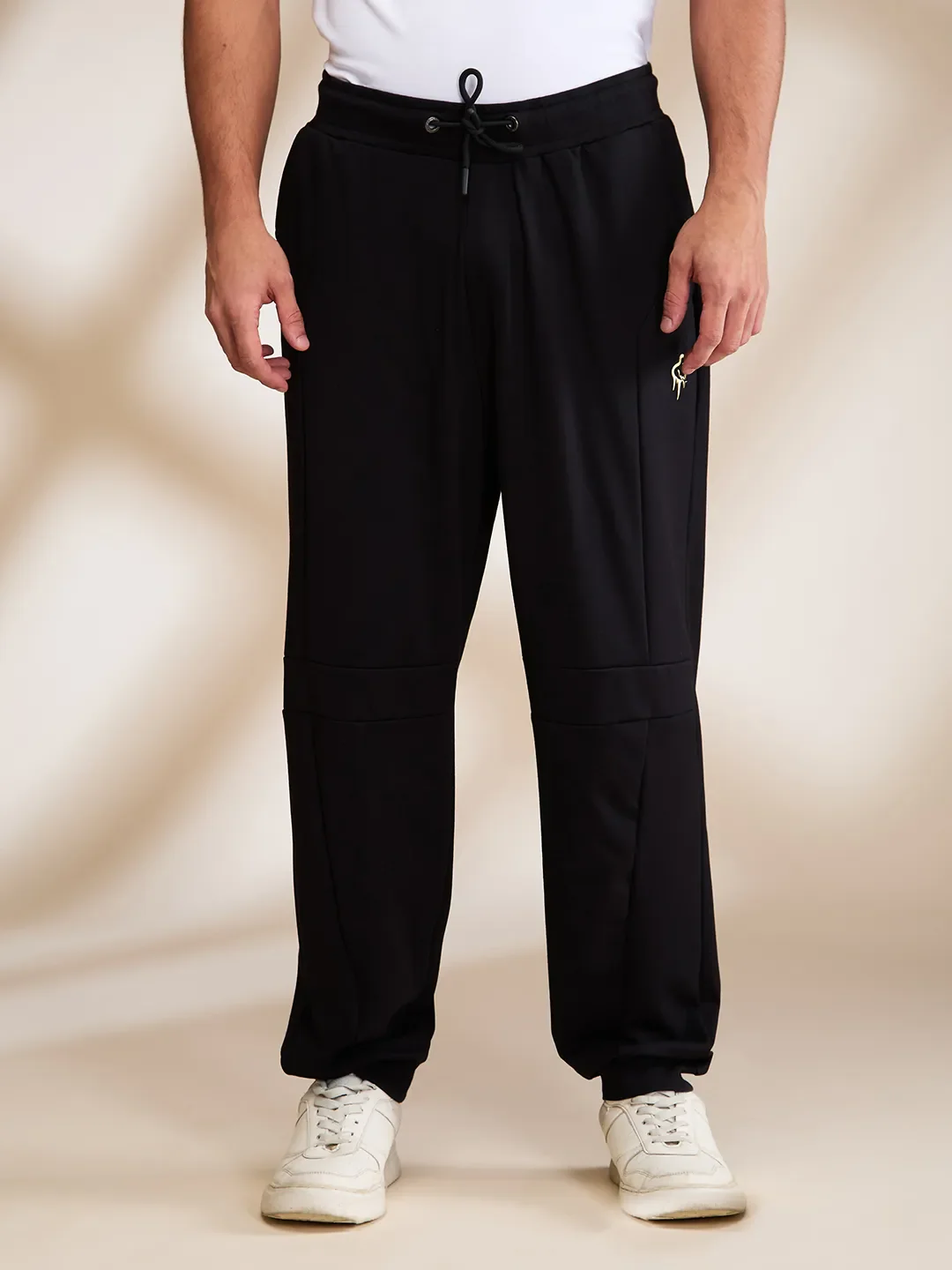 Black Slim Fit Track Pants For Men By Being Human Clothing
