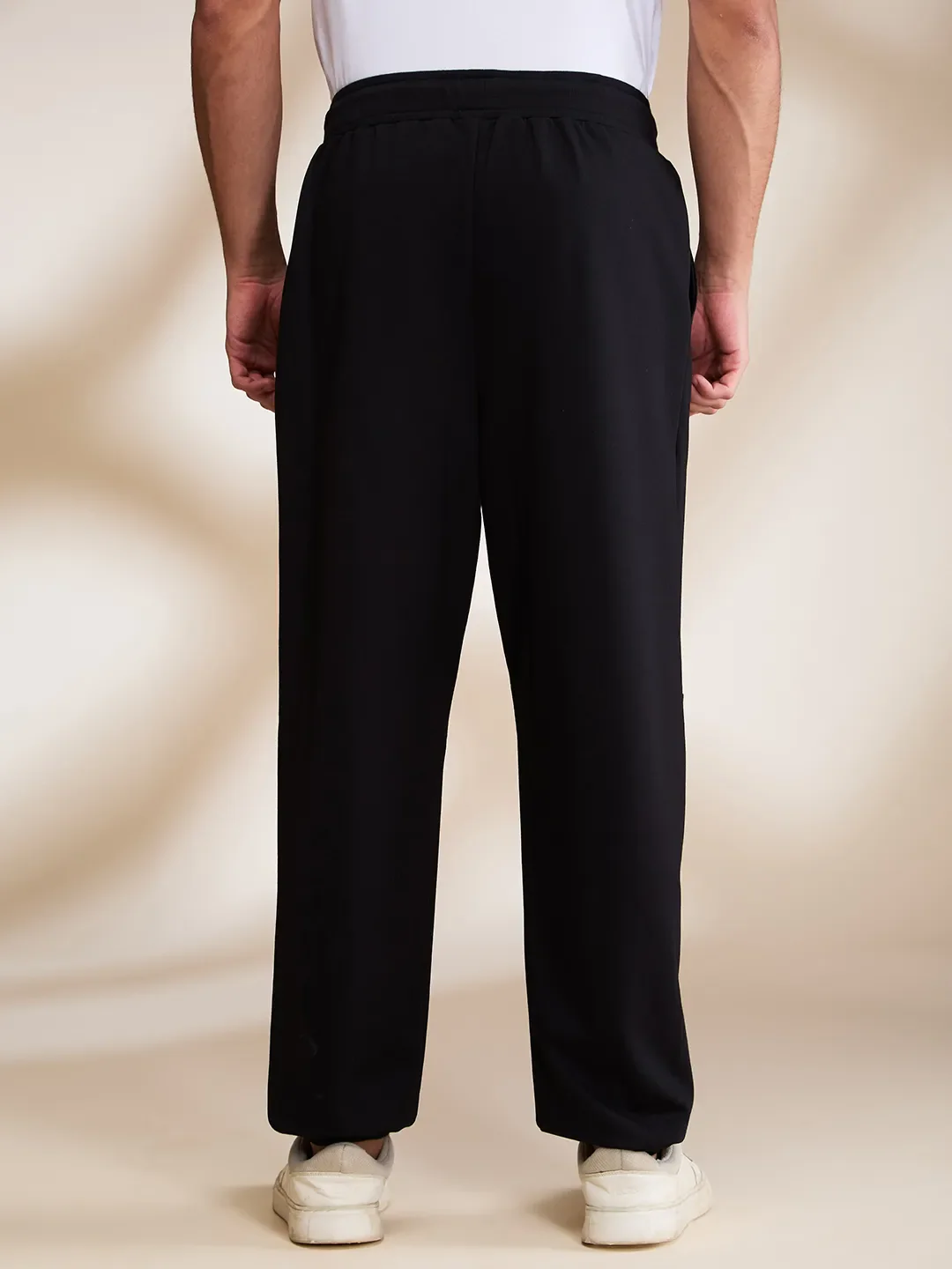 Black Slim Fit Track Pants For Men By Being Human Clothing - Image 3