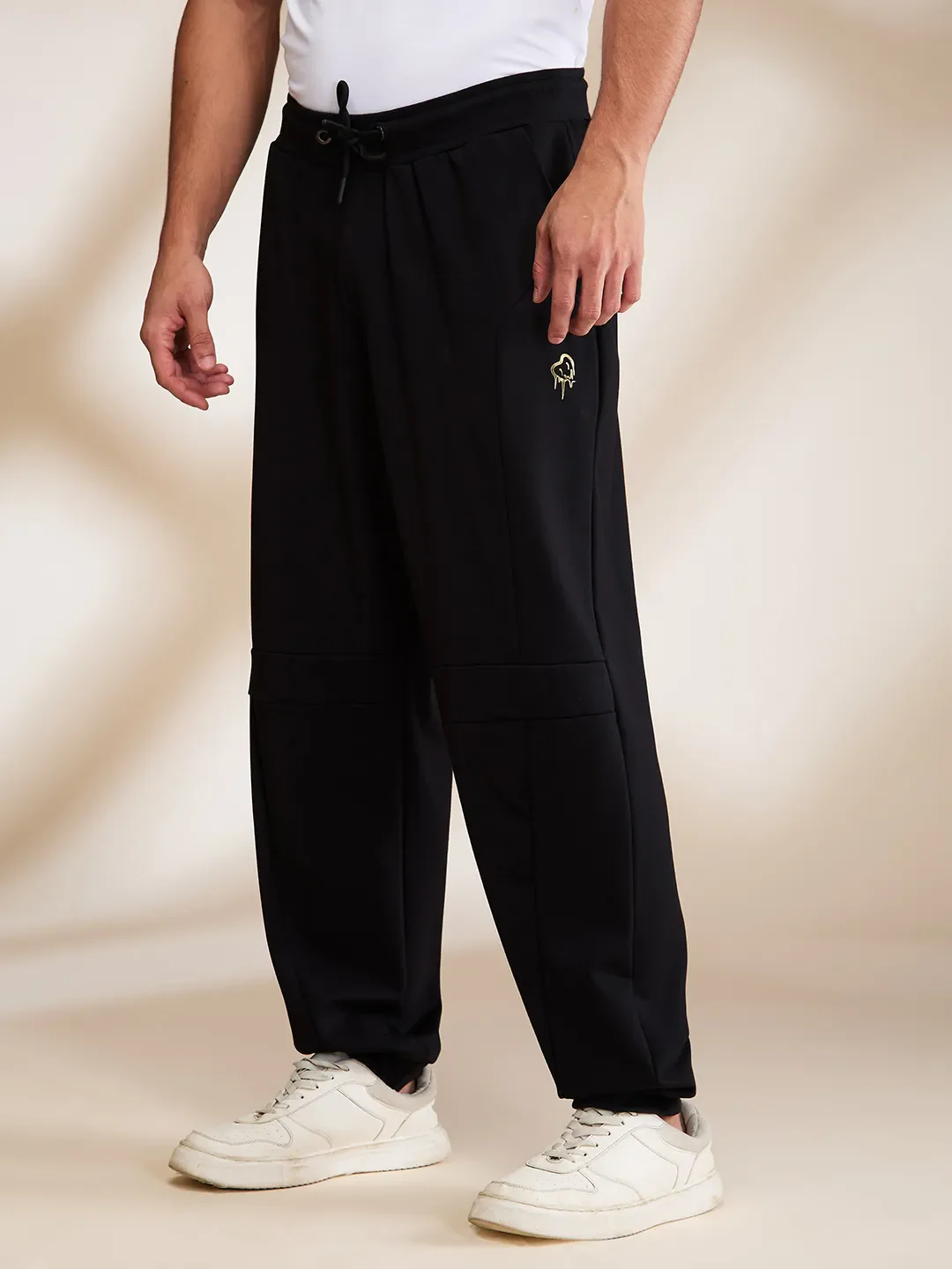 Black Slim Fit Track Pants For Men By Being Human Clothing - Image 4