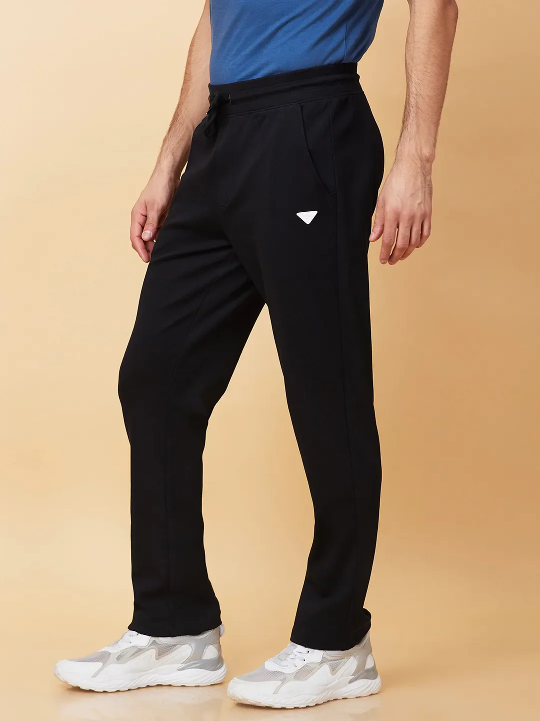 Black Regular Fit Track Pants For Men By Being Human Clothing - Image 4