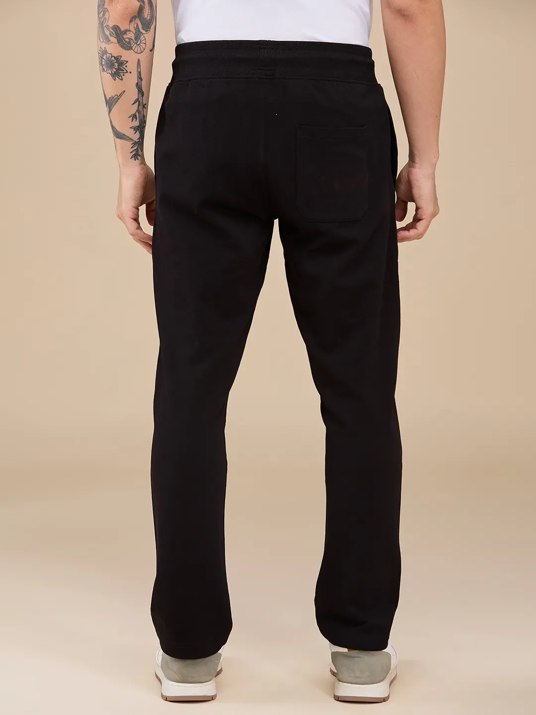 Black Regular Fit Track Pants For Men By Being Human Clothing - Image 3
