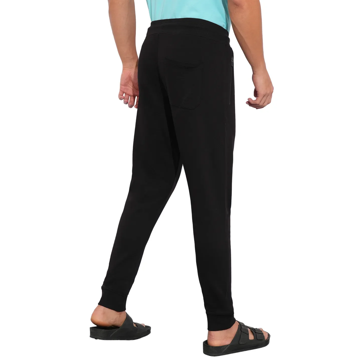 Black Regular Fit Track Pants For Men By Being Human Clothing - Image 3