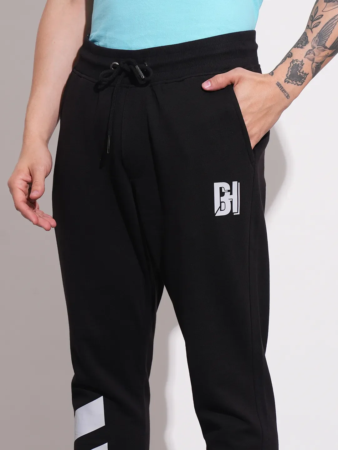 Black Regular fit Men's Track Pants by Being Human Clothing - Image 6