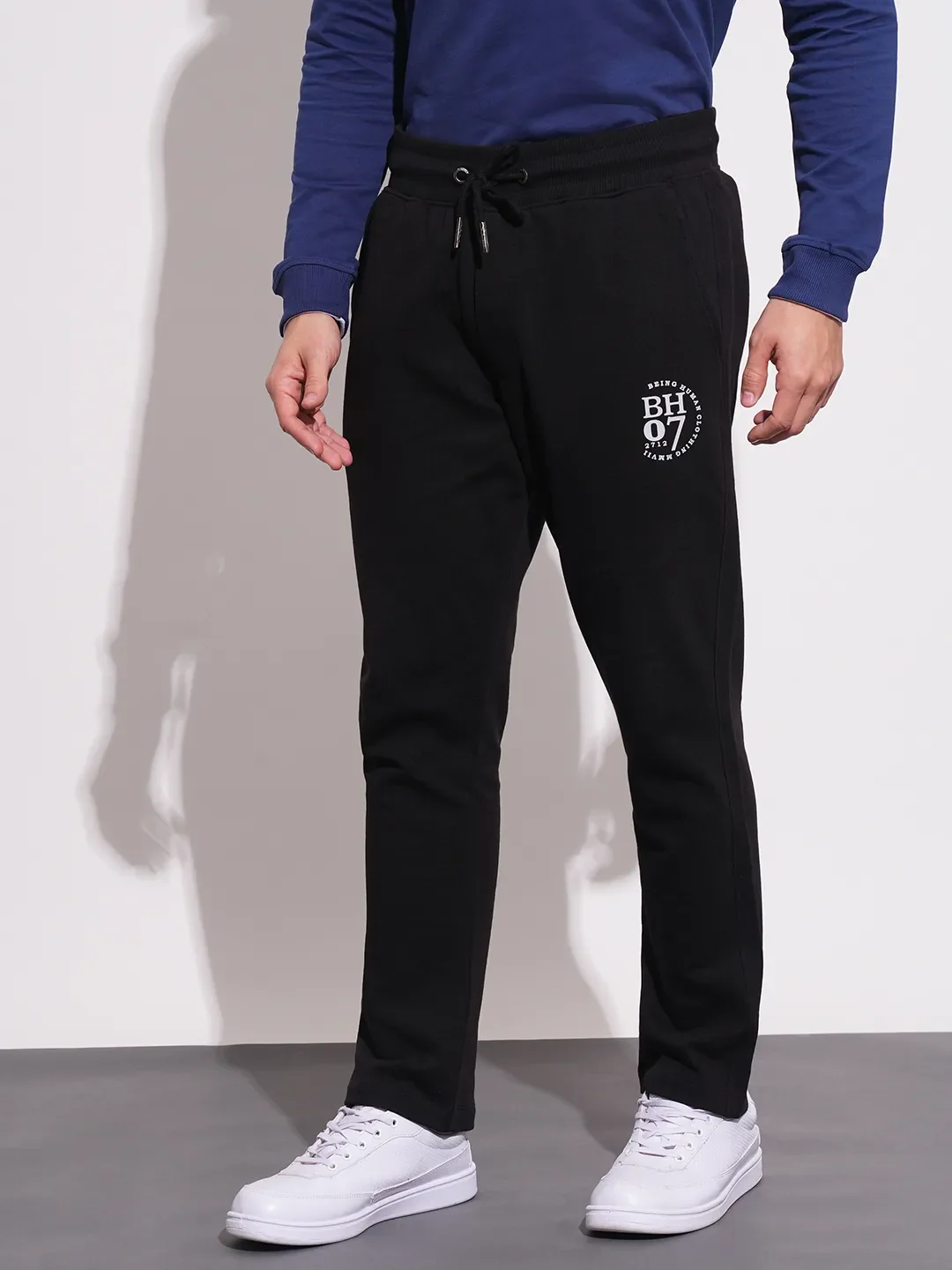Black Regular fit Men's Track Pants by Being Human Clothing - Image 2