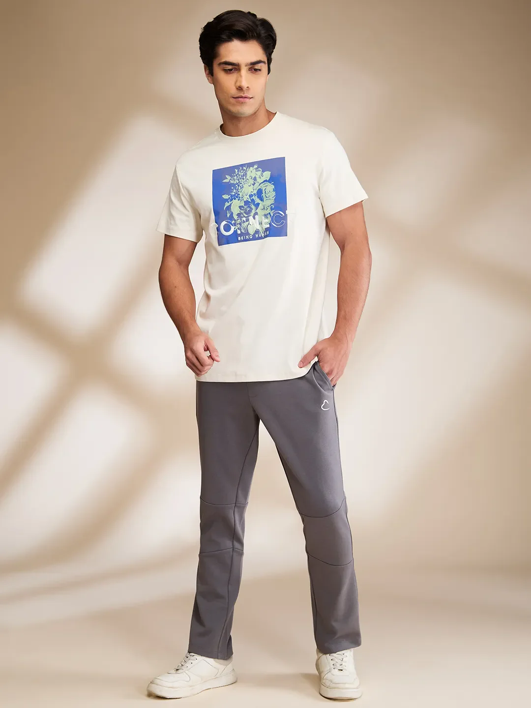 Grey Regular Fit Track Pants For Men By Being Human Clothing - Image 2