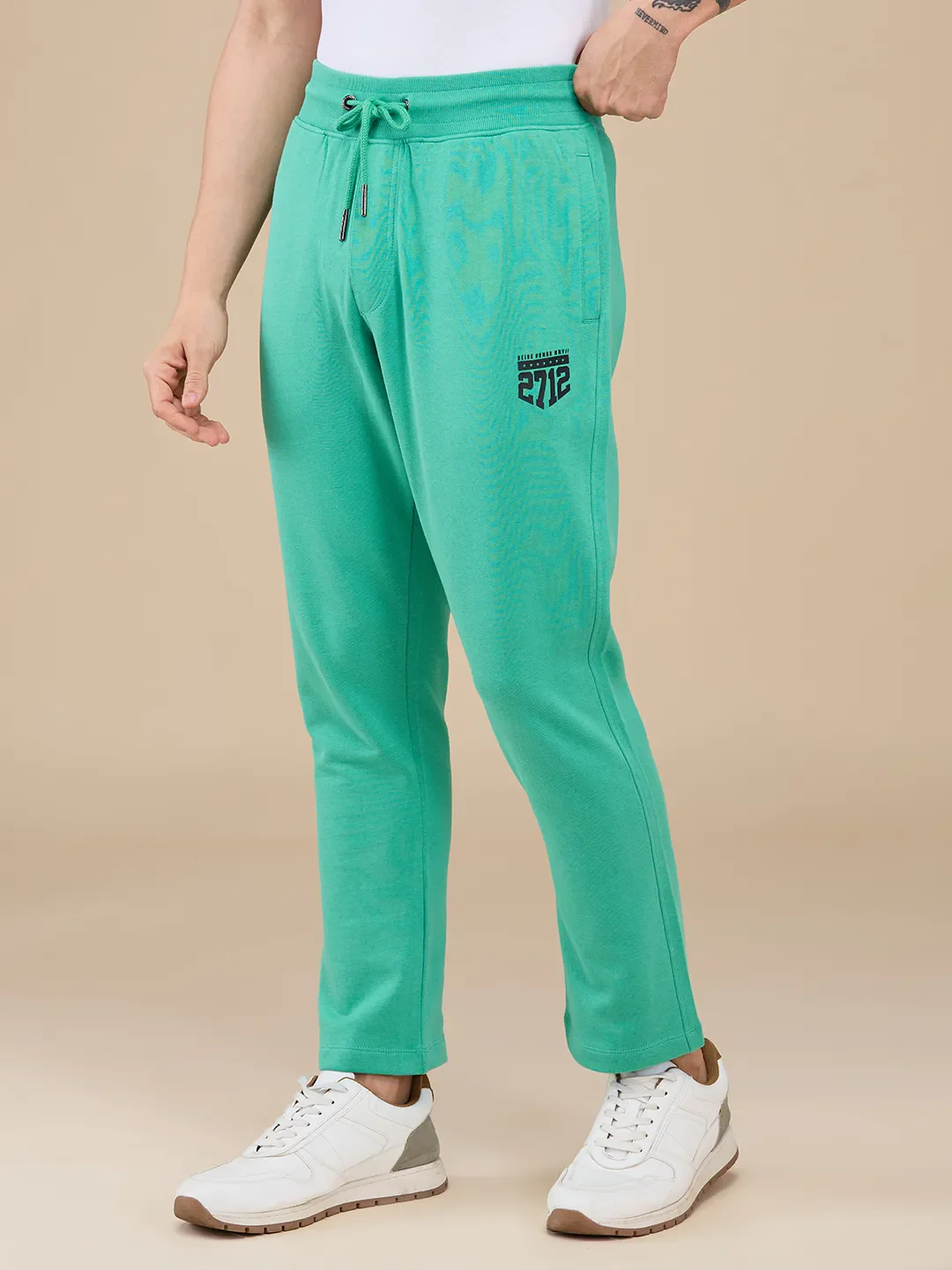 Green Regular Fit Track Pants For Men By Being Human Clothing - Image 4