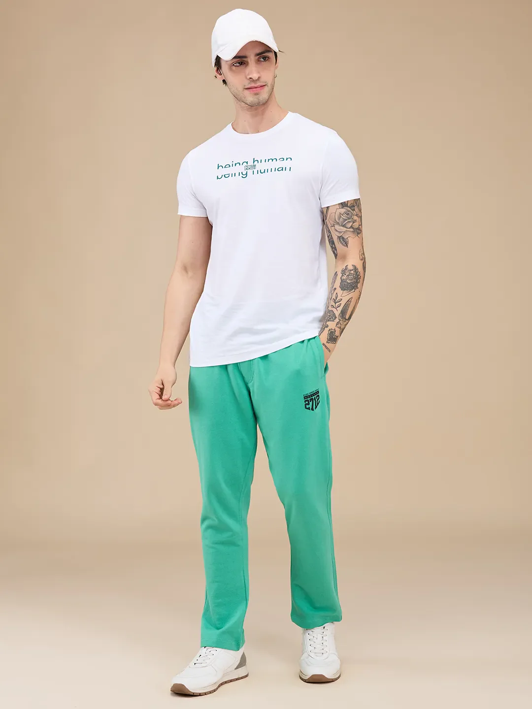 Green Regular Fit Track Pants For Men By Being Human Clothing - Image 6