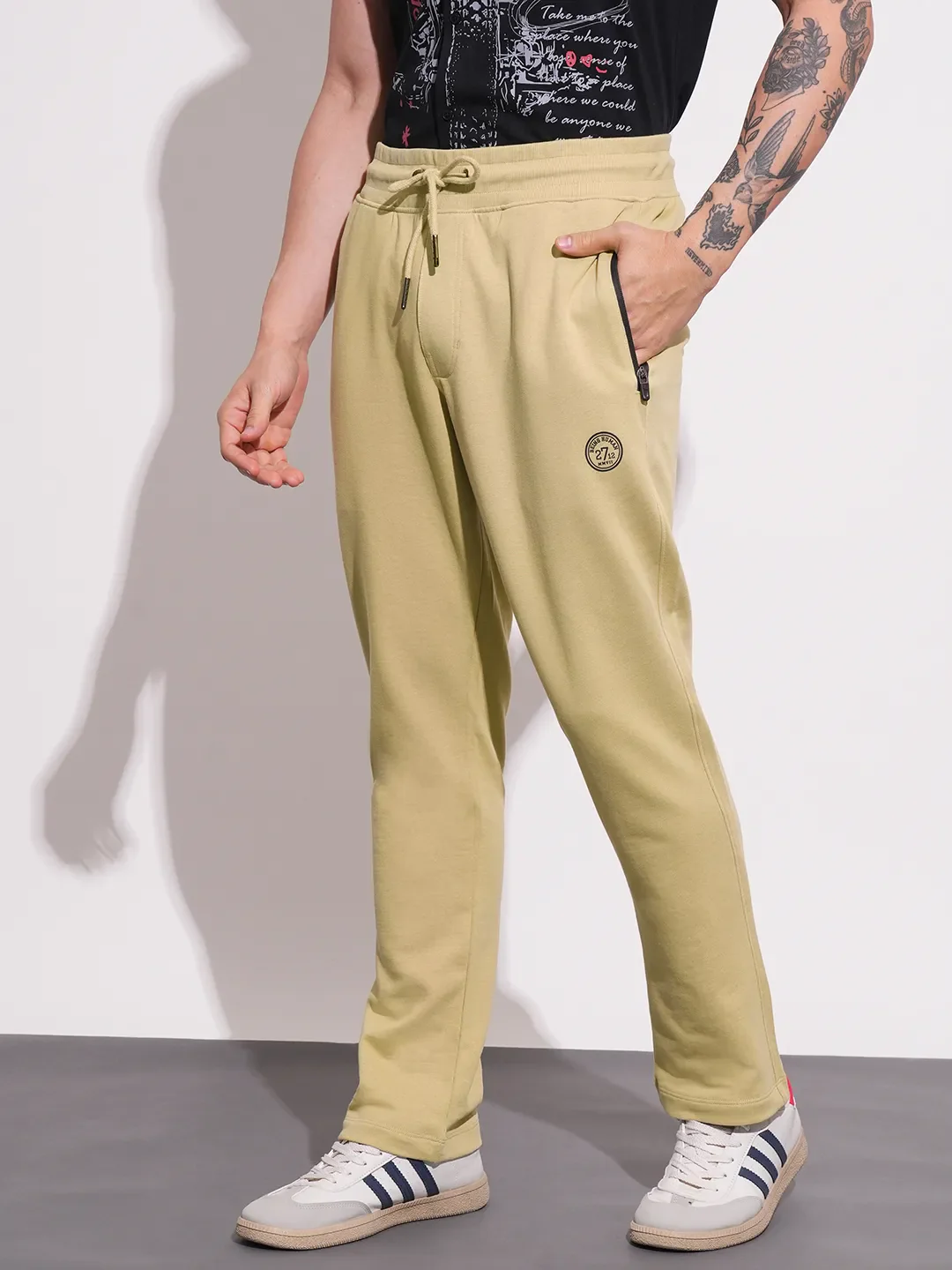 Khaki Regular Fit Track Pants For Men By Being Human Clothing - Image 2