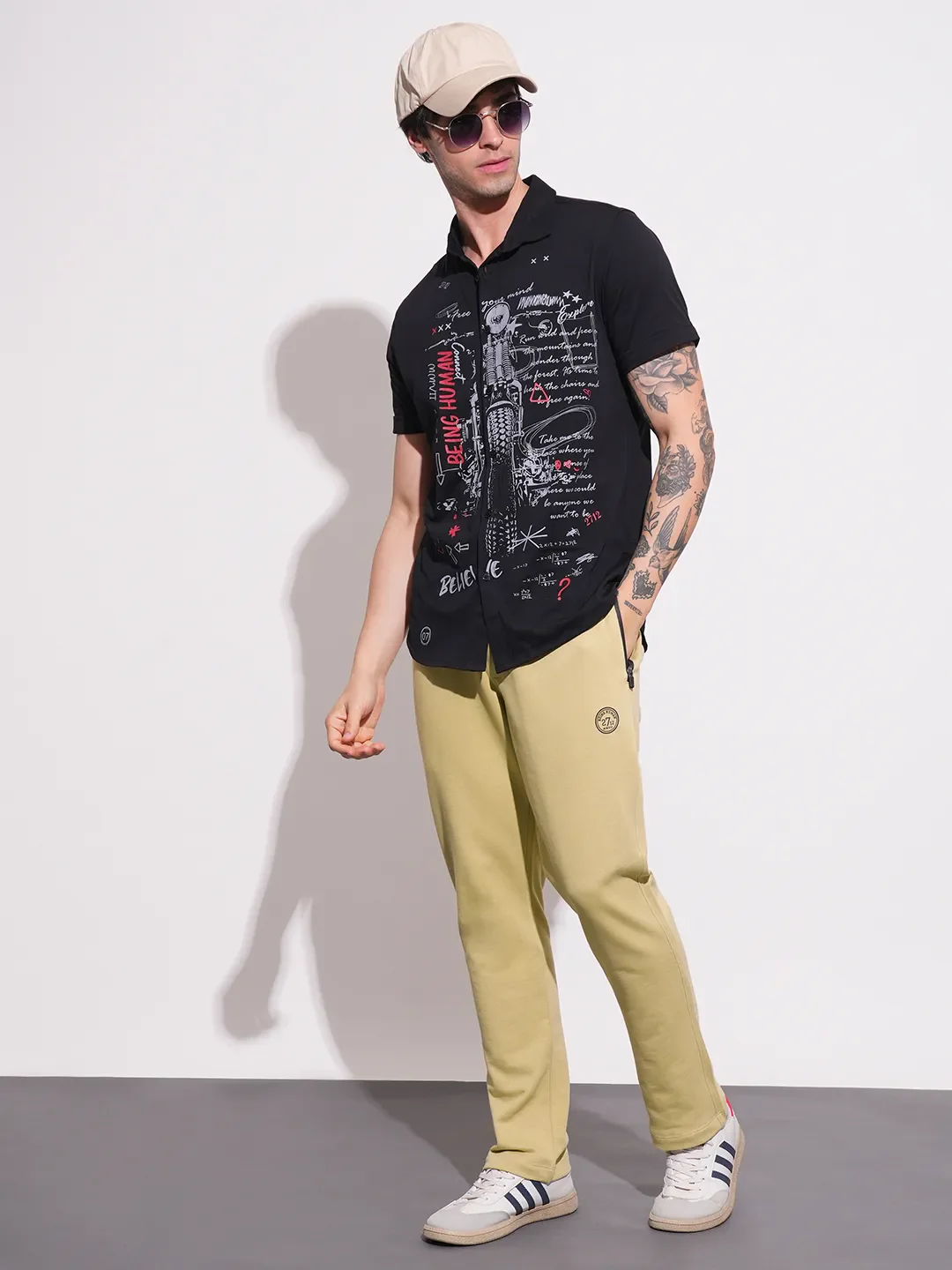Khaki Regular Fit Track Pants For Men By Being Human Clothing - Image 4