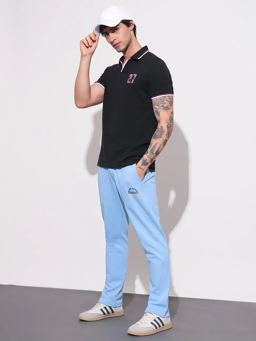 Blue Regular fit Men's Track Pants by Being Human Clothing - Image 4