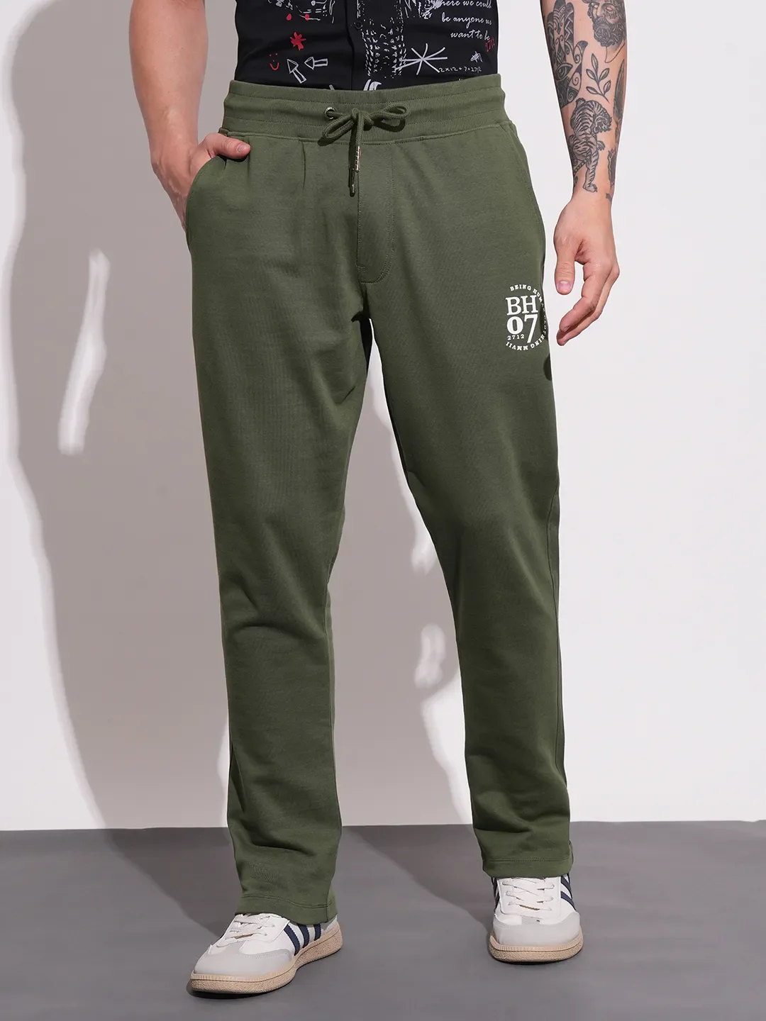 Green Regular fit Men's Track Pants by Being Human Clothing