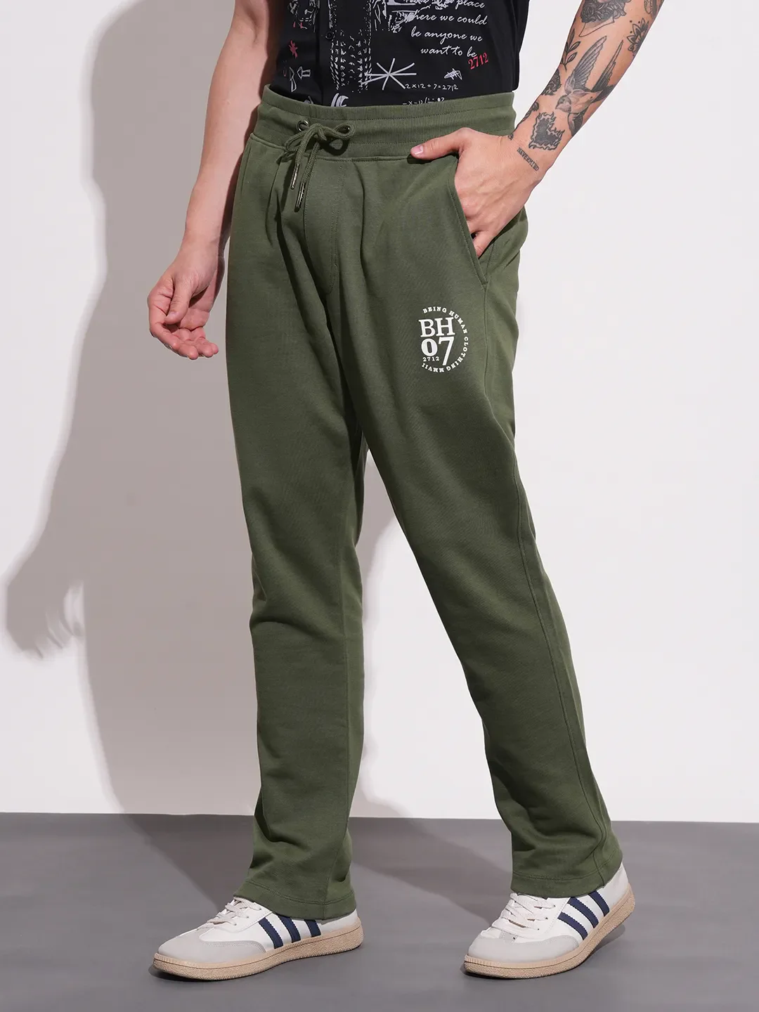 Green Regular fit Men's Track Pants by Being Human Clothing - Image 2