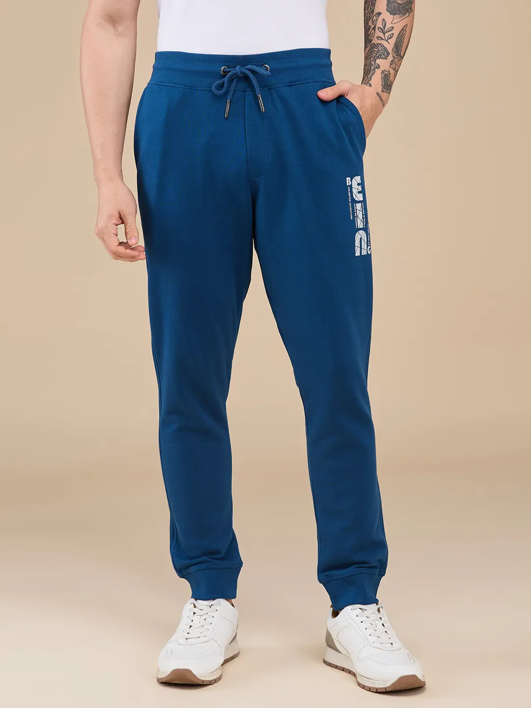 Blue Regular fit Men's Track Pants by Being Human Clothing