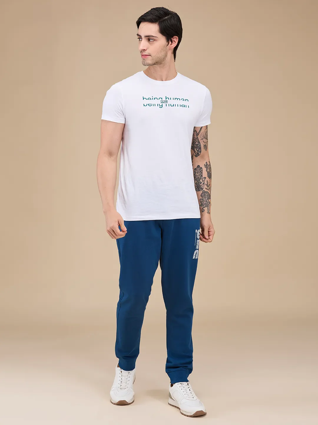 Blue Regular fit Men's Track Pants by Being Human Clothing - Image 2