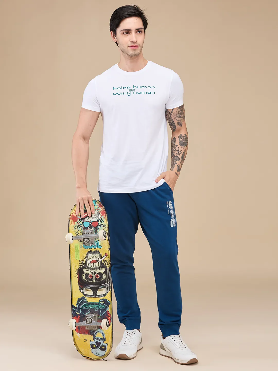 Blue Regular fit Men's Track Pants by Being Human Clothing - Image 6