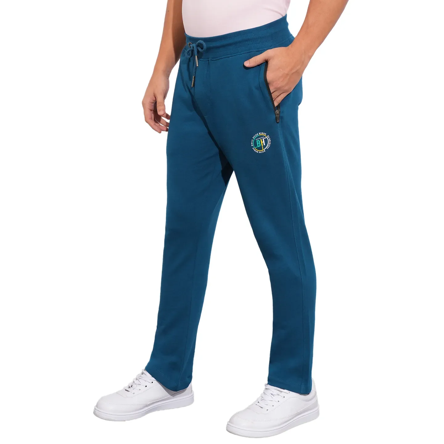Navy Regular Fit Track Pants For Men By Being Human Clothing - Image 2
