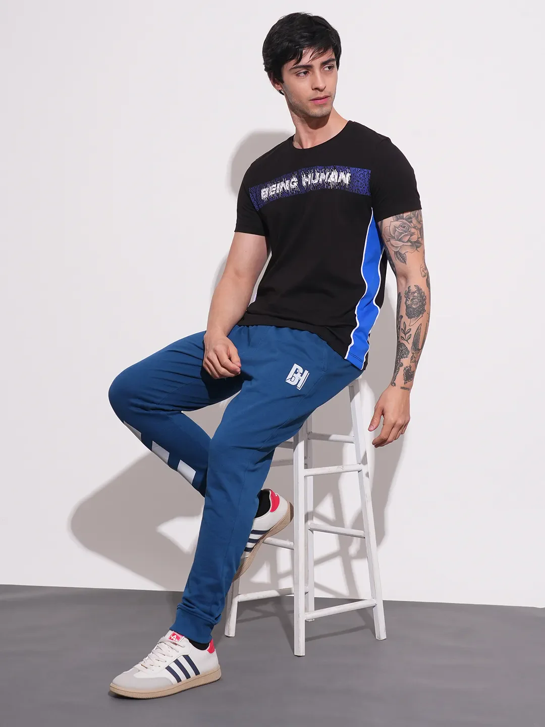Blue Regular fit Men's Track Pants by Being Human Clothing - Image 4