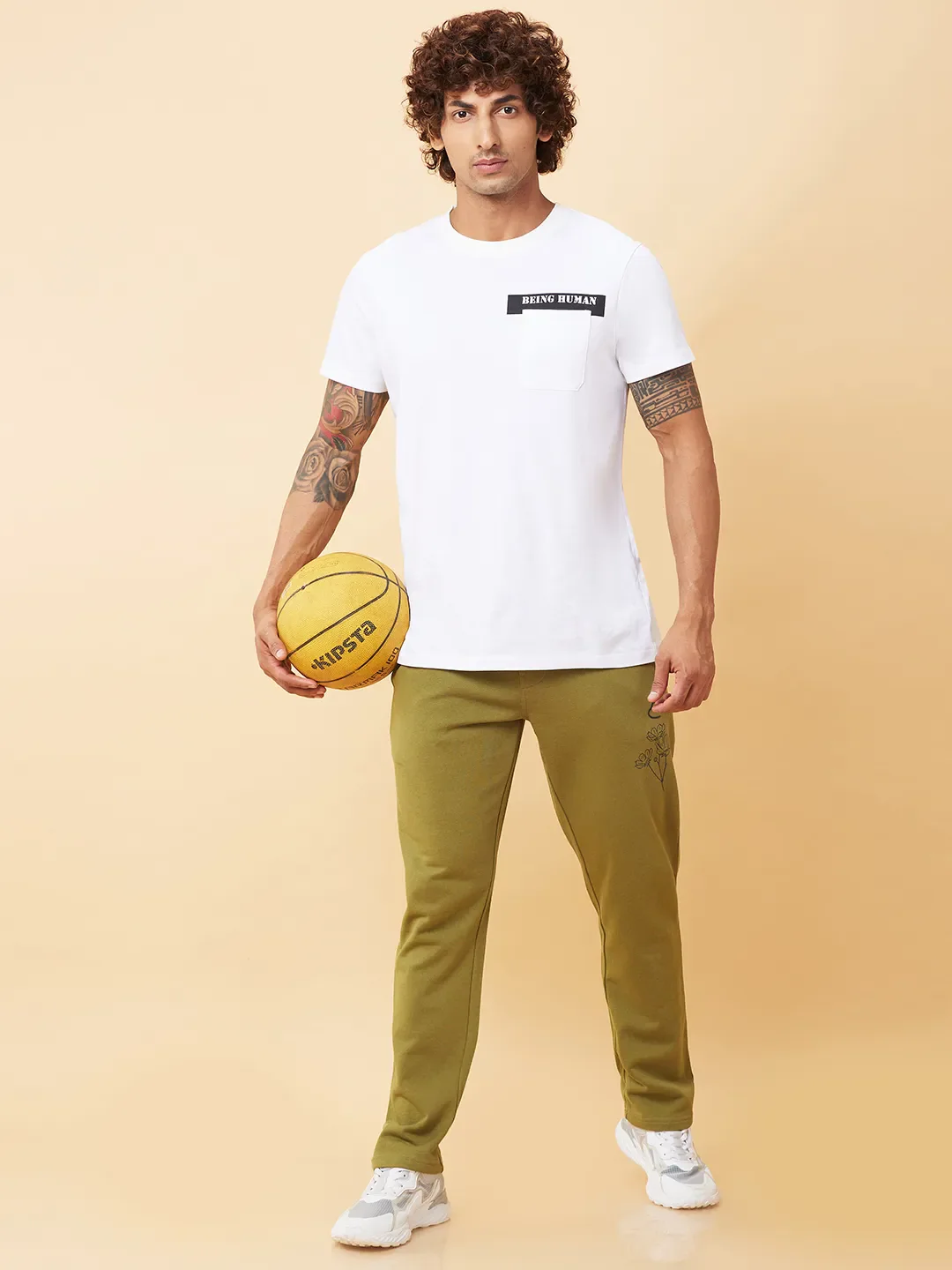 Olive Regular fit Men's Track Pants by Being Human Clothing - Image 6