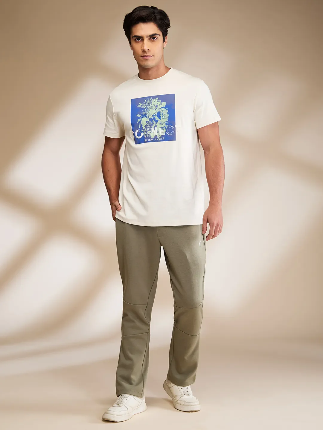 Olive Regular Fit Track Pants For Men By Being Human Clothing - Image 2