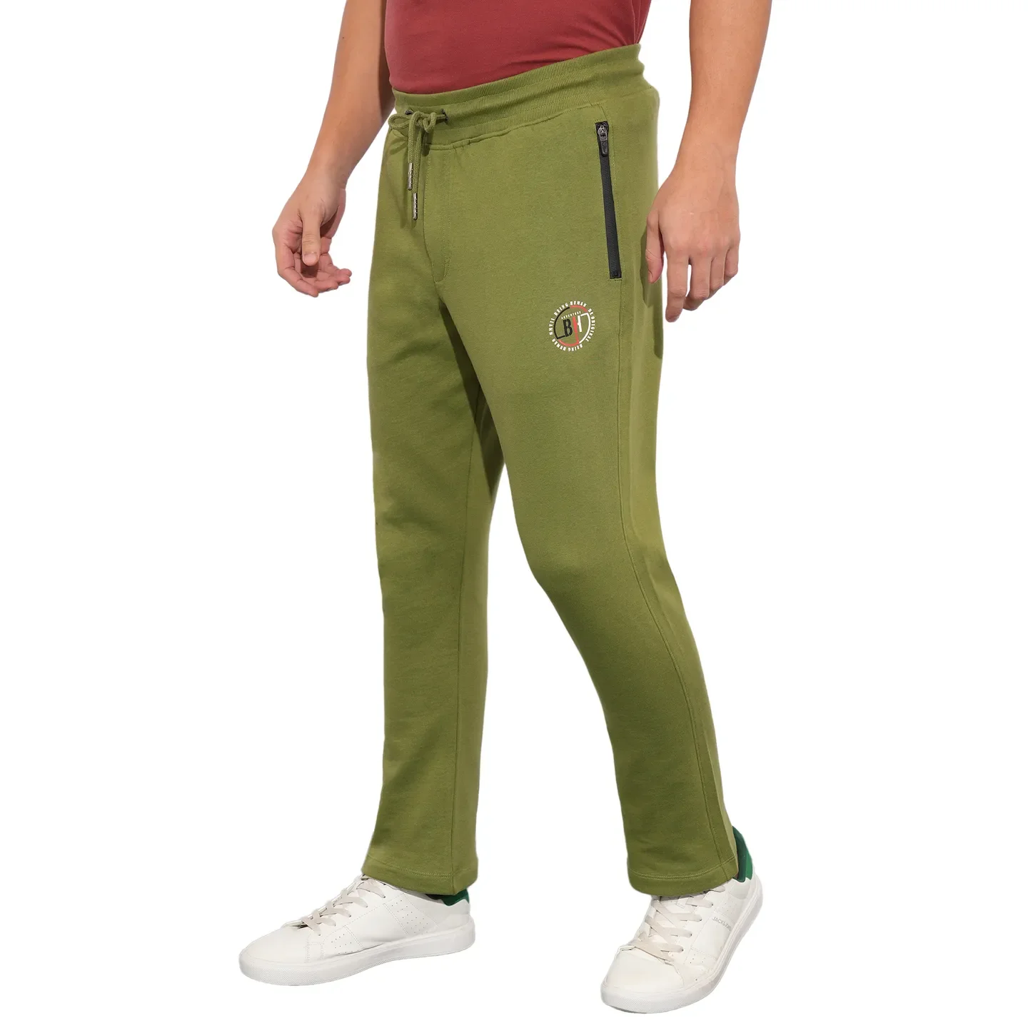 Olive Regular Fit Track Pants For Men By Being Human Clothing - Image 2