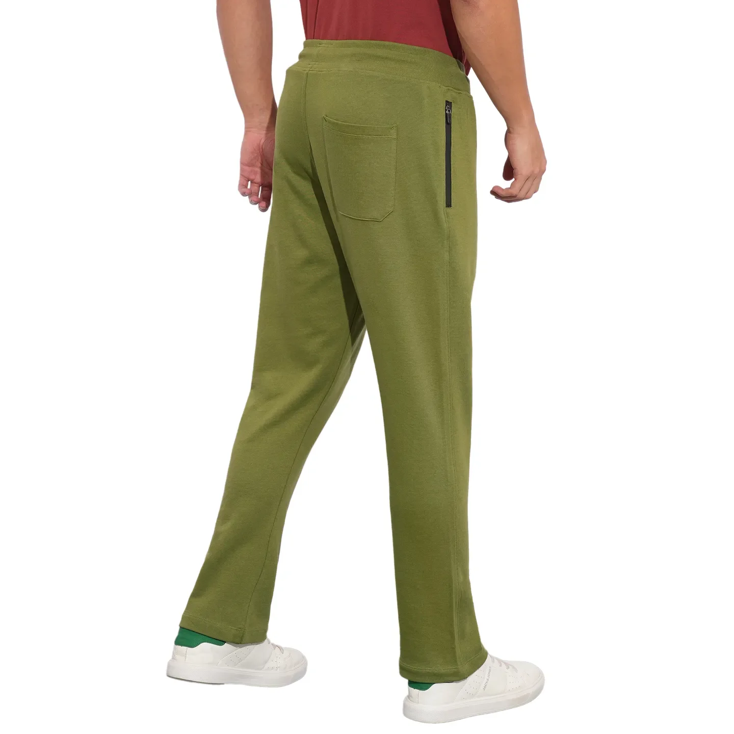 Olive Regular Fit Track Pants For Men By Being Human Clothing - Image 3