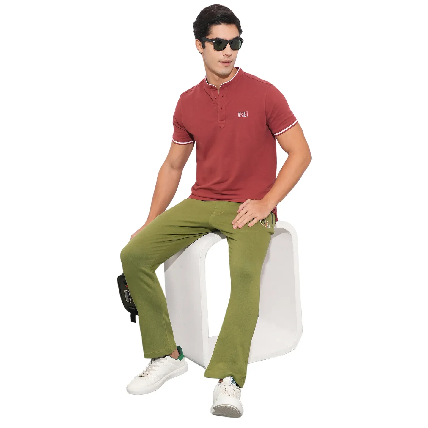 Olive Regular Fit Track Pants For Men By Being Human Clothing - Image 4