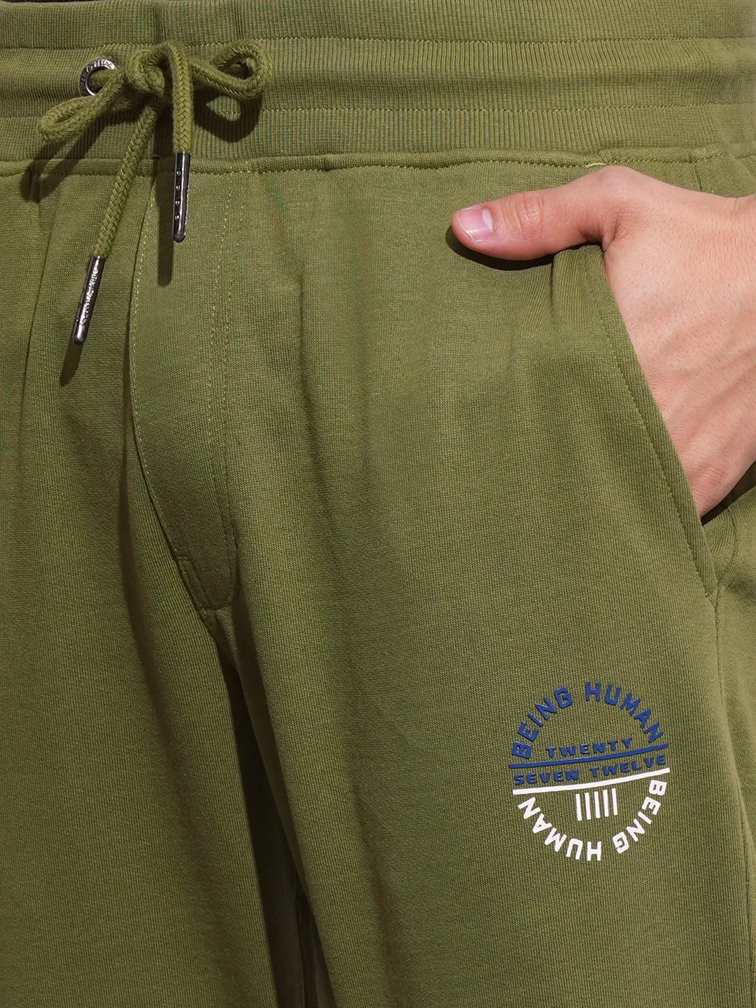 Olive Regular fit Men's Track Pants by Being Human Clothing - Image 6