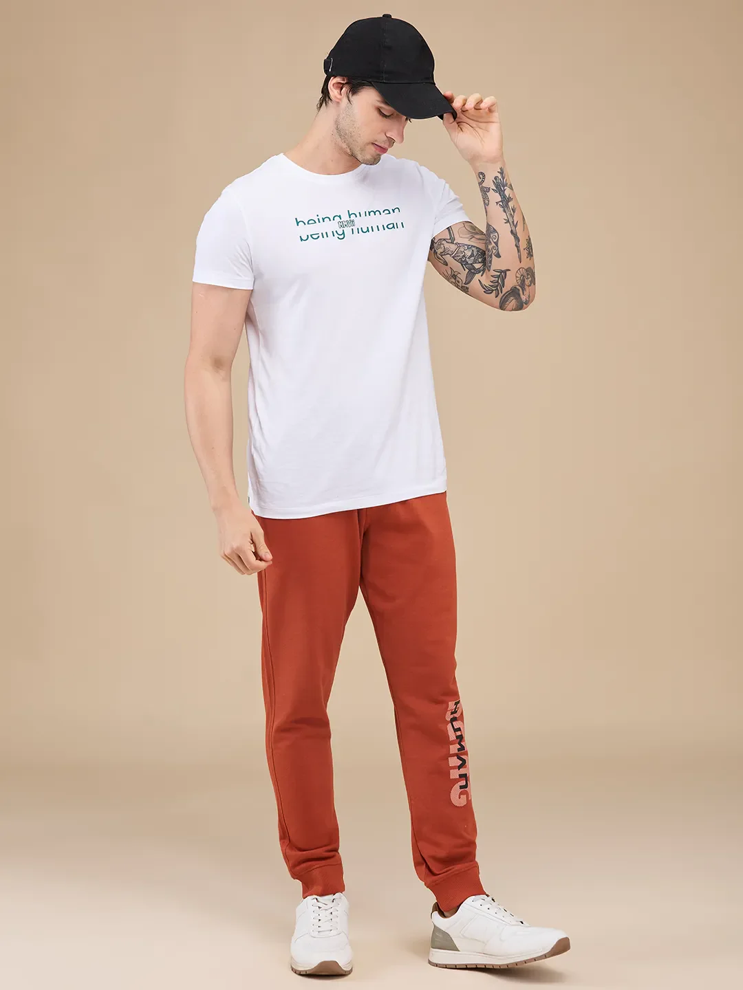 Orange Regular fit Men's Track Pants by Being Human Clothing - Image 6