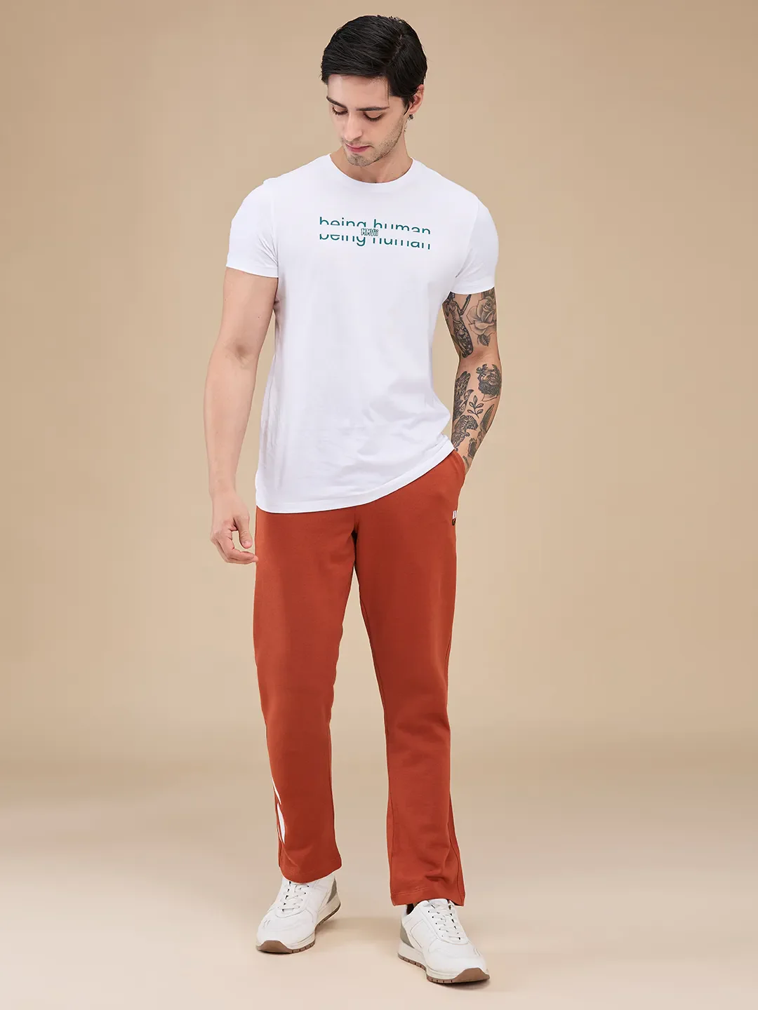 Orange Regular fit Men's Track Pants by Being Human Clothing - Image 2