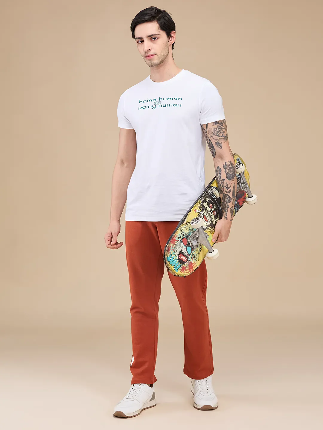 Orange Regular fit Men's Track Pants by Being Human Clothing - Image 6