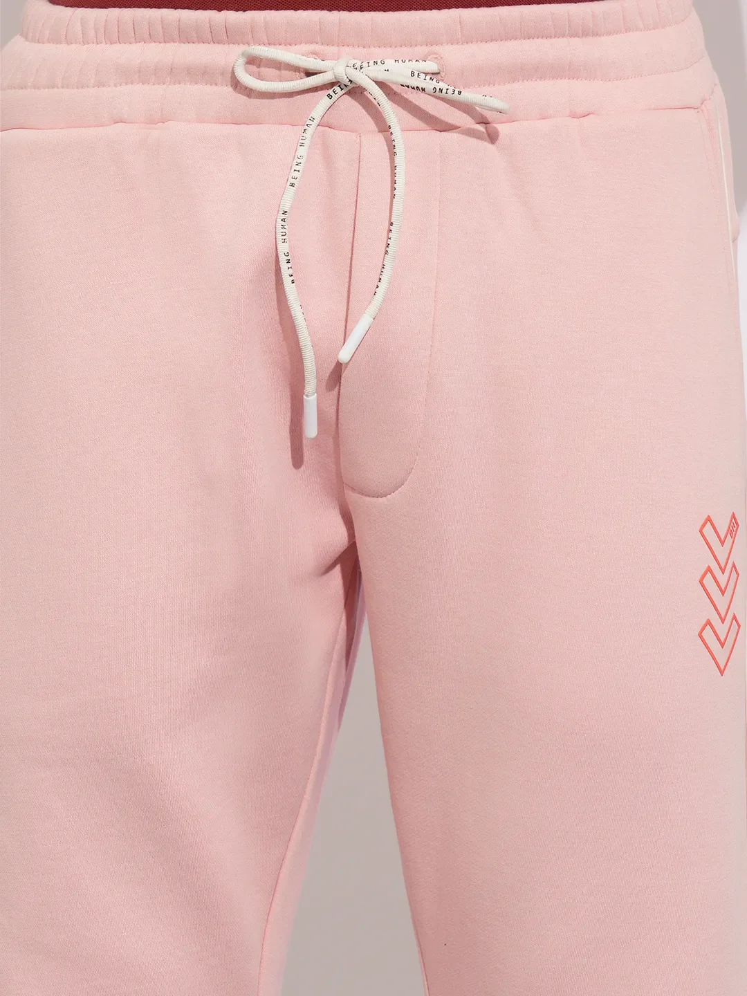Pink Regular Fit Track Pants For Men By Being Human Clothing - Image 5