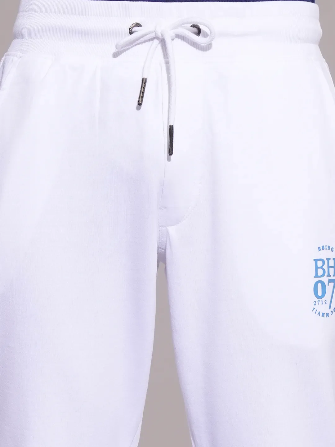 White Regular Fit Track Pants For Men By Being Human Clothing - Image 4