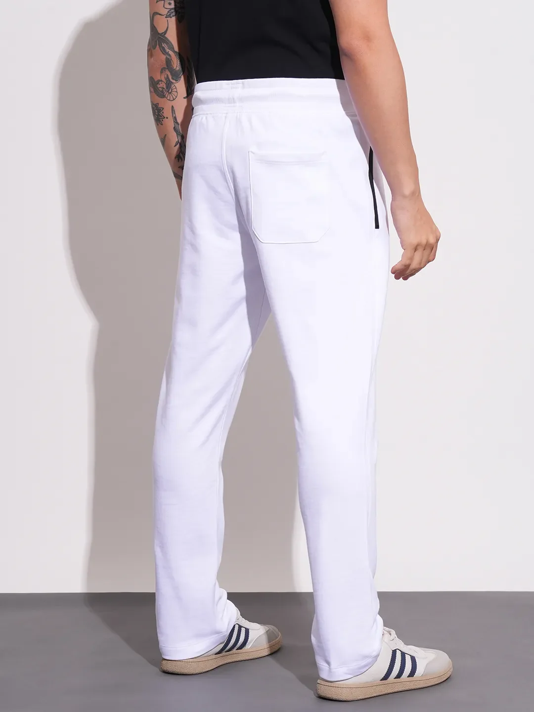 White Regular Fit Track Pants For Men By Being Human Clothing - Image 3
