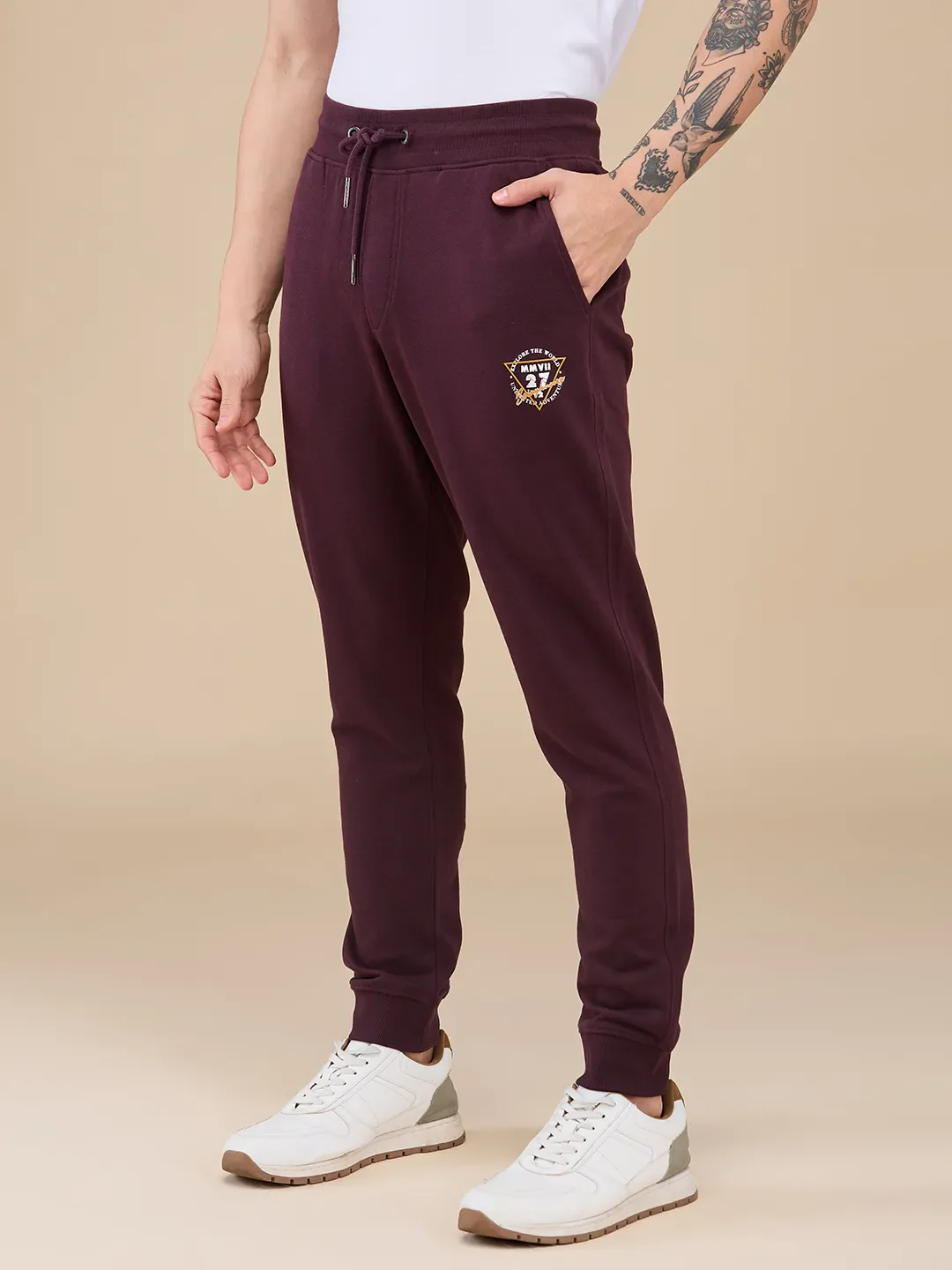 Red Regular fit Men's Track Pants by Being Human Clothing - Image 4
