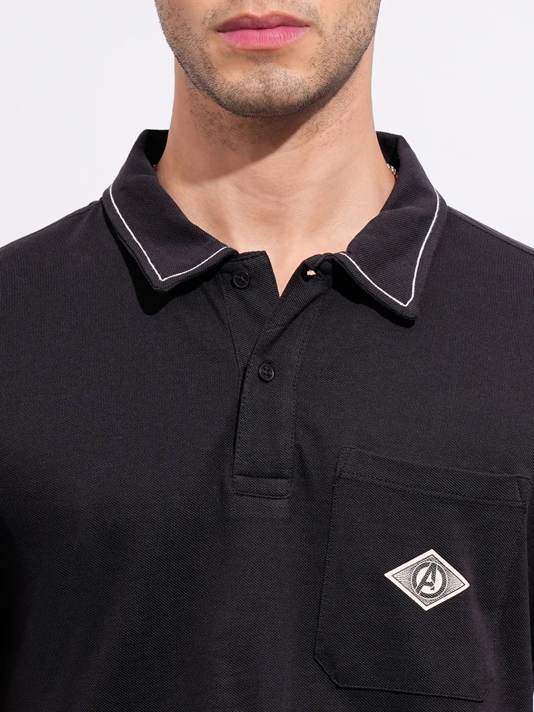 Avengers Charcoal Regular Fit Men's Polo T-Shirt by Being Human Clothing - Image 5