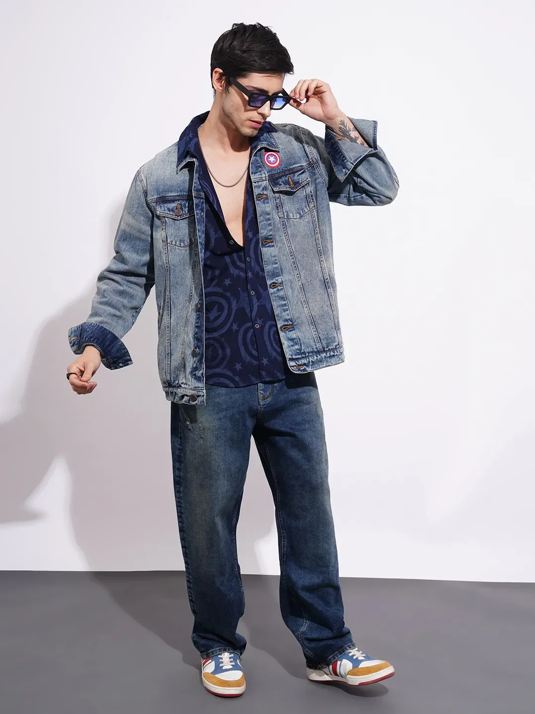 Denim Blue Regular Fit Men's Jacket by Being Human Clothing - Image 4