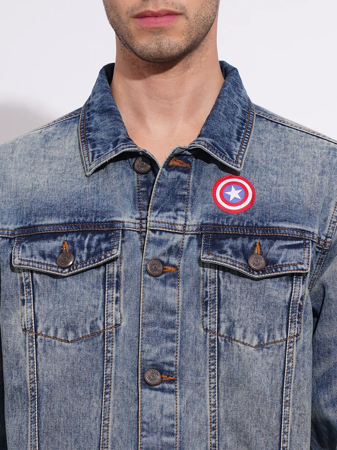 Denim Blue Regular Fit Men's Jacket by Being Human Clothing - Image 5