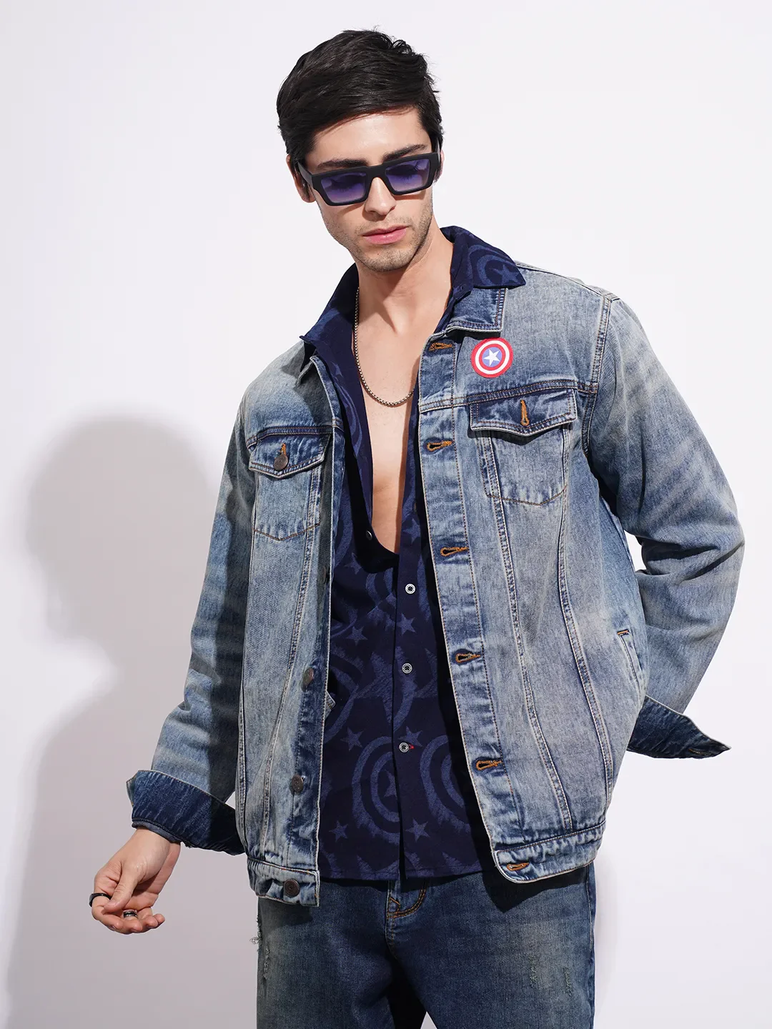 Denim Blue Regular Fit Men's Jacket by Being Human Clothing - Image 6