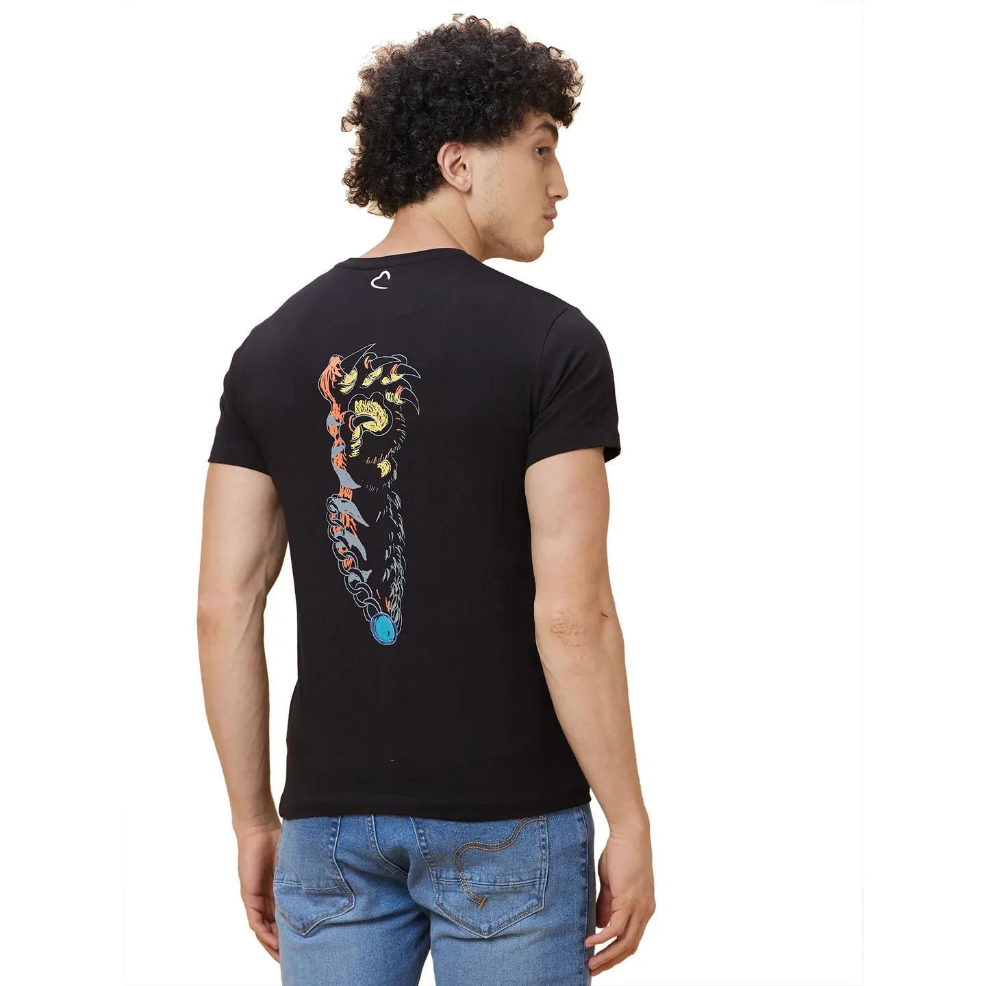 Black Regular Fit Round Neck Men's T-Shirt by Being Human Clothing - Image 3