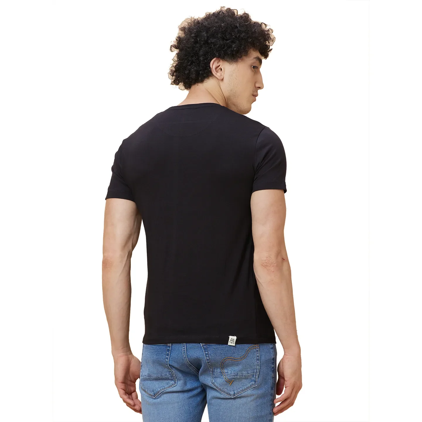 Black Regular Fit Round Neck Men's T-Shirt by Being Human Clothing - Image 3