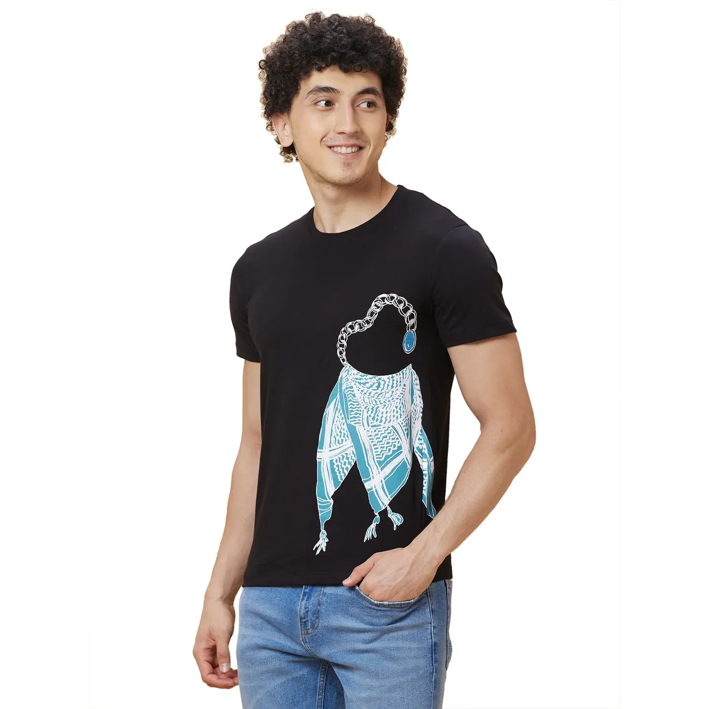 Black Regular Fit Round Neck Men's T-Shirt by Being Human Clothing - Image 4