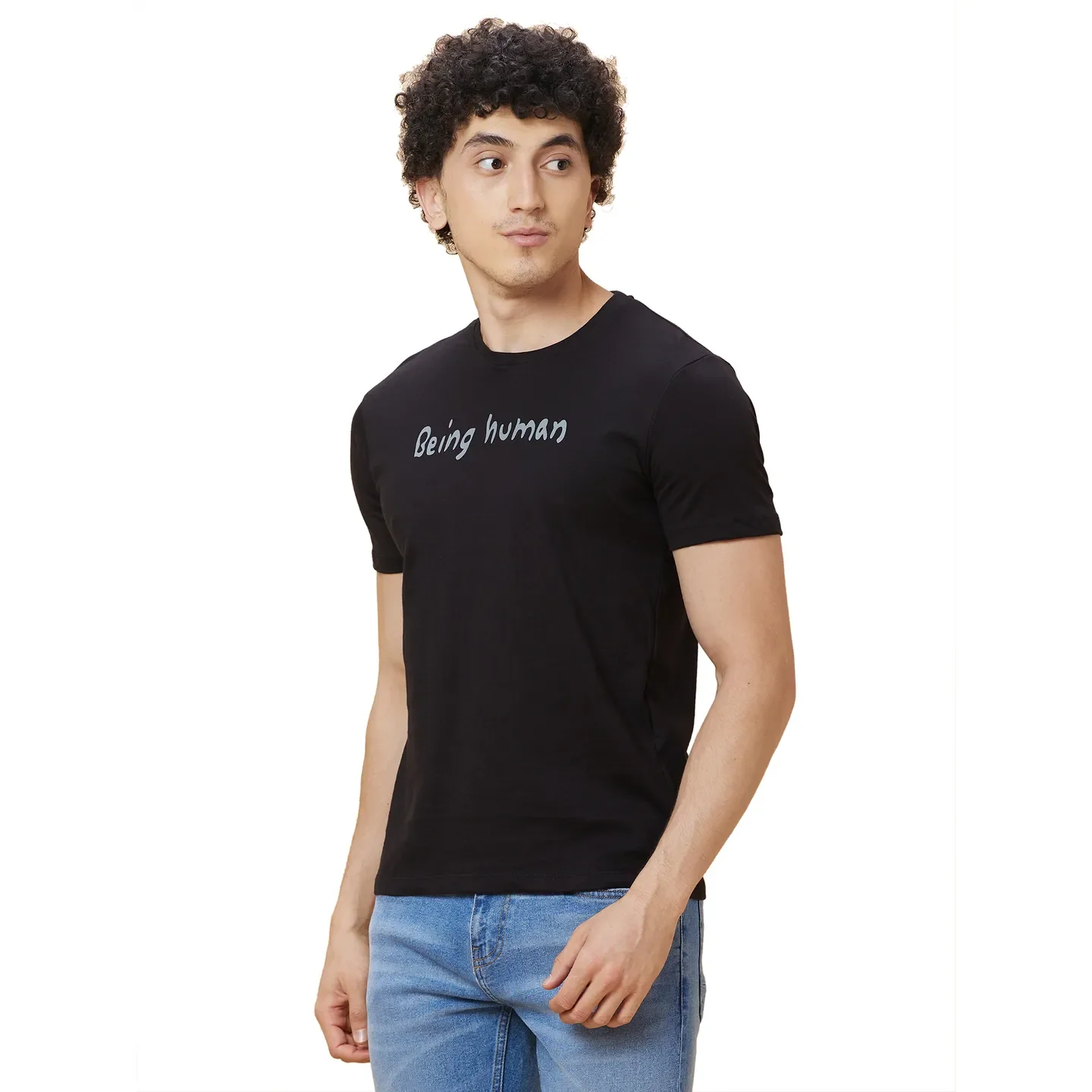 Black Regular Fit Men's Short Sleeves T-Shirt by Being Human Clothing - Image 4