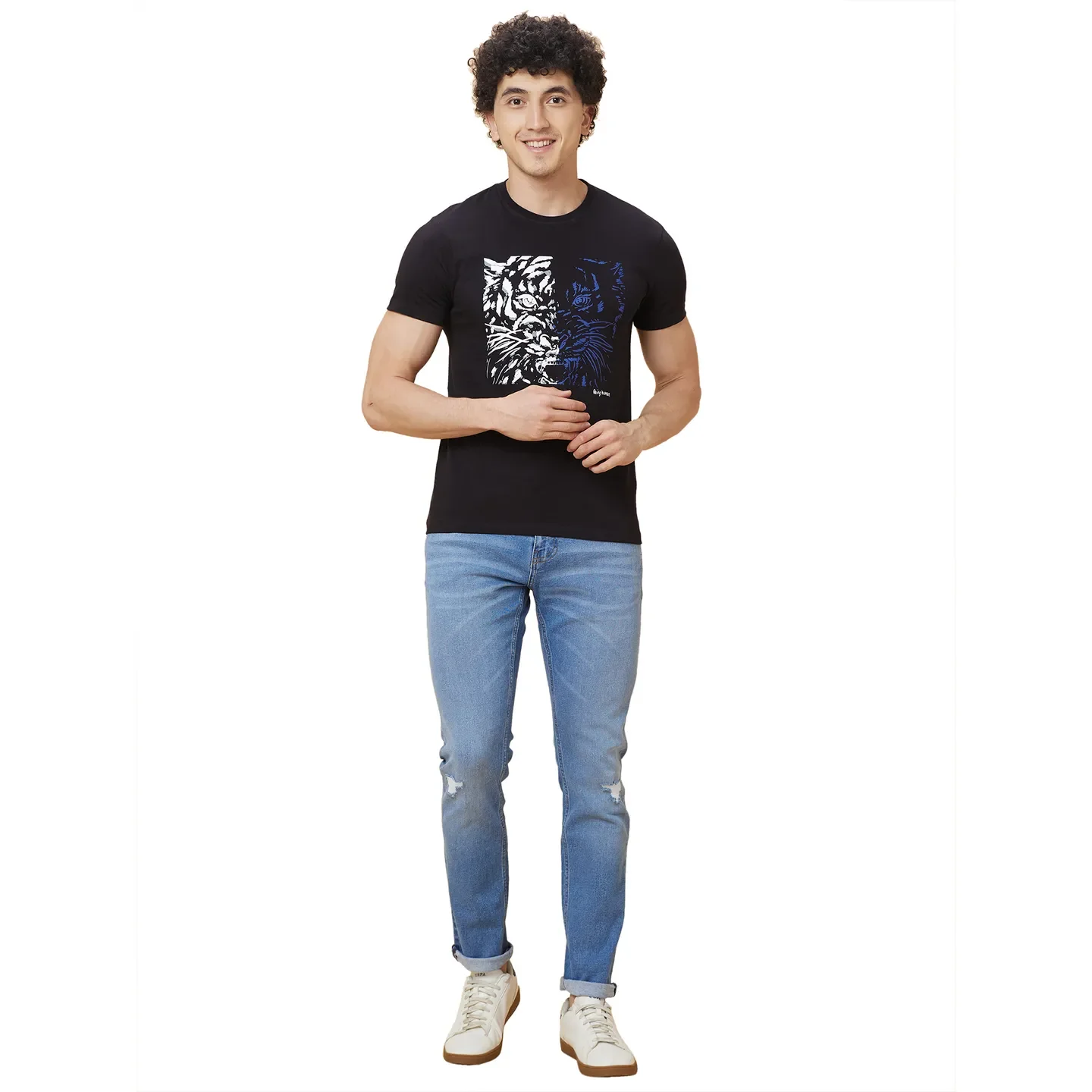 Black Regular Fit Men's Short Sleeves T-Shirt by Being Human Clothing - Image 2