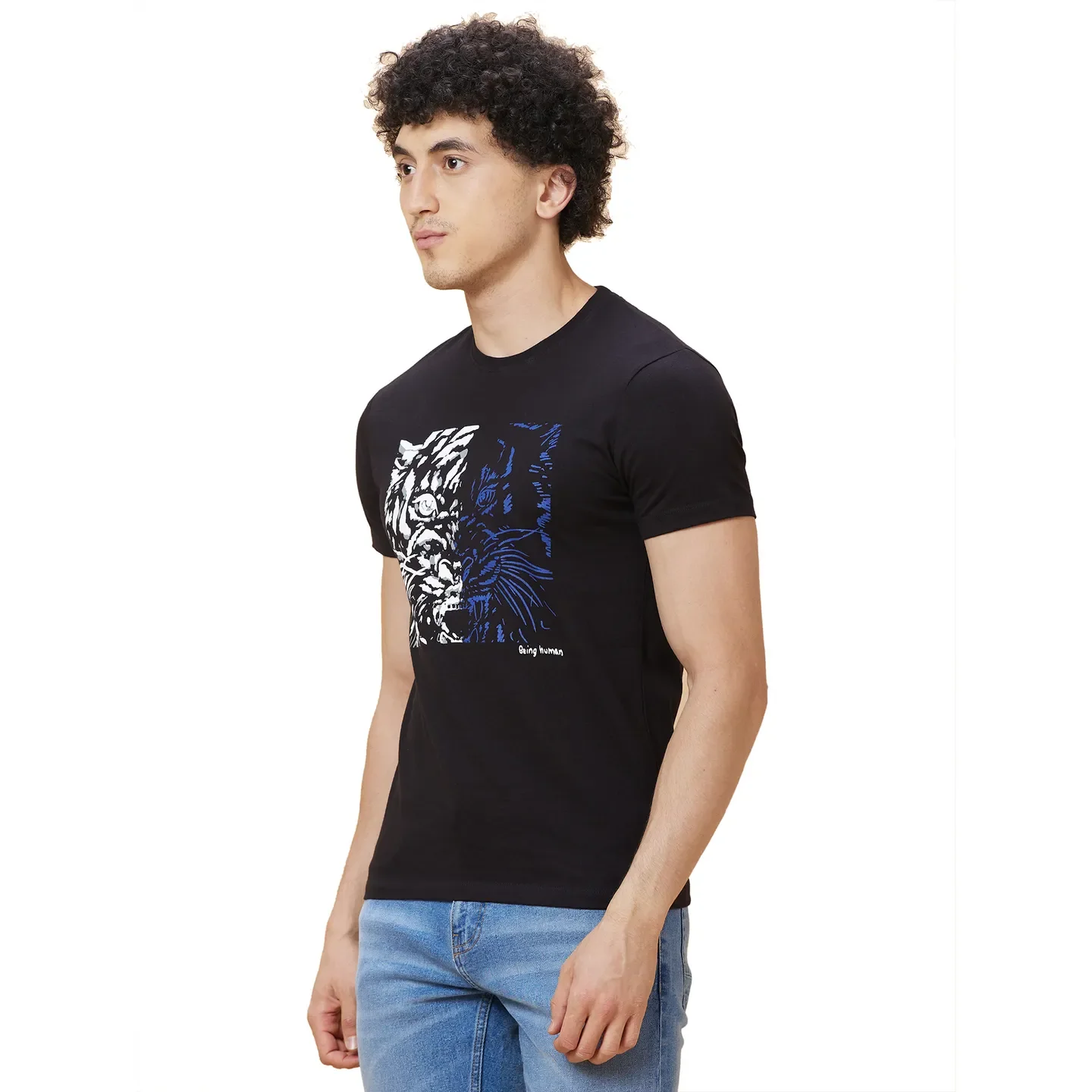 Black Regular Fit Men's Short Sleeves T-Shirt by Being Human Clothing - Image 4