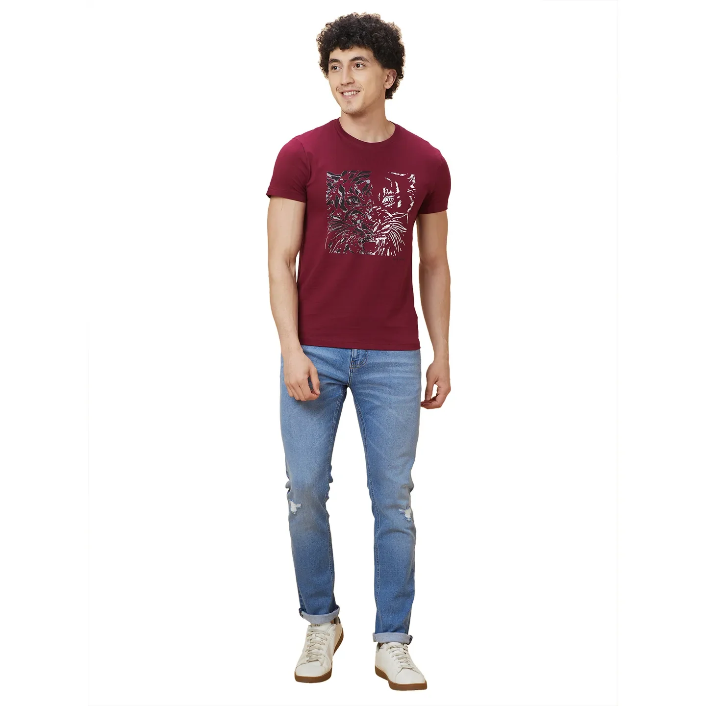 Red Regular Fit Men's Short Sleeves T-Shirt by Being Human Clothing - Image 2
