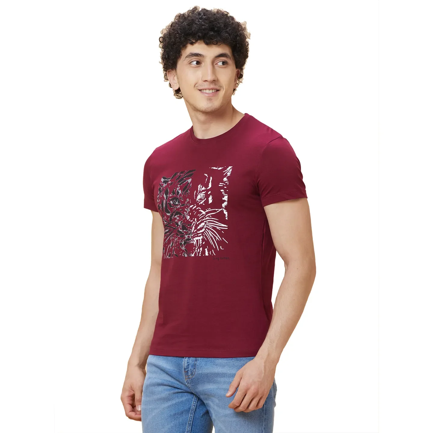 Red Regular Fit Men's Short Sleeves T-Shirt by Being Human Clothing - Image 4
