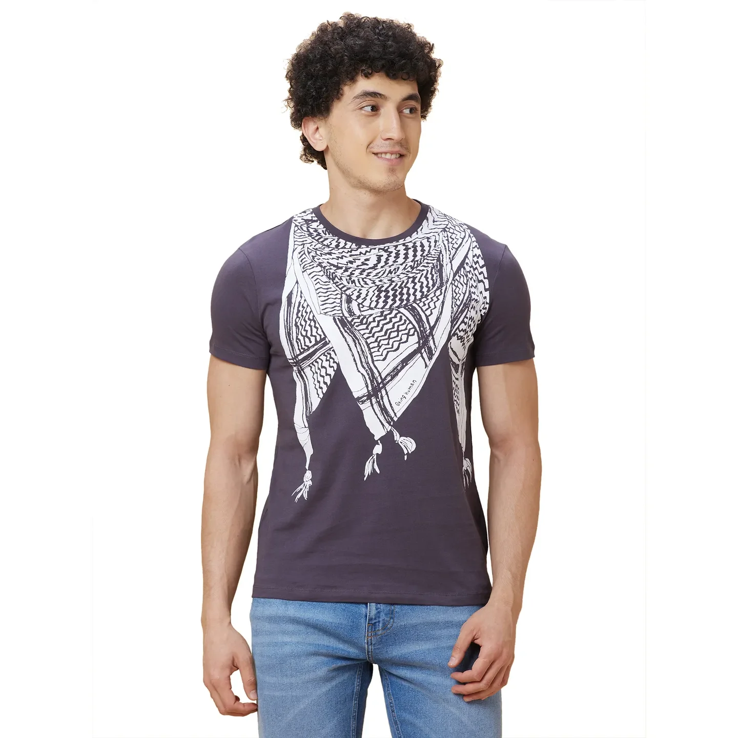 Grey Regular Fit Round Neck Men's T-Shirt by Being Human Clothing