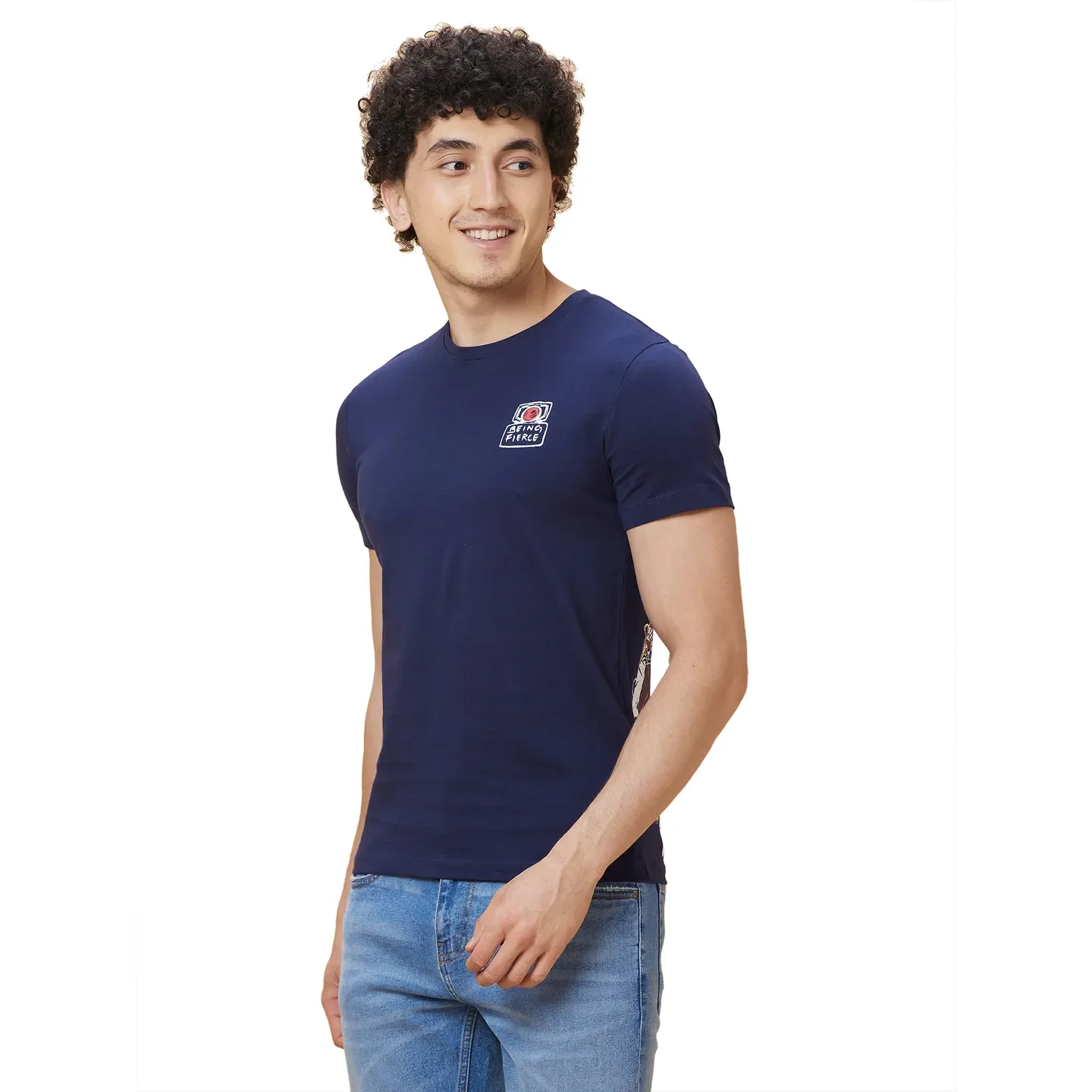 Navy Regular Fit Round Neck Men's T-Shirt by Being Human Clothing - Image 4