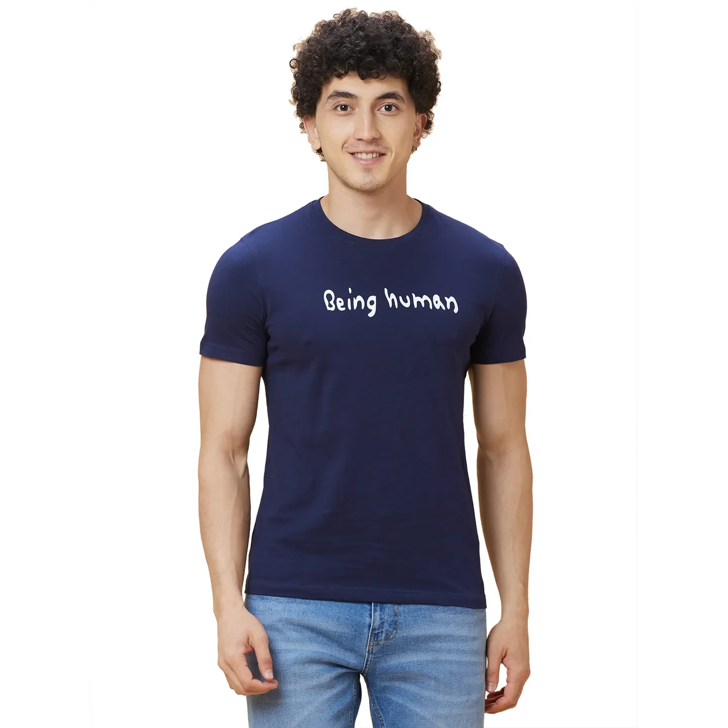 Navy Regular Fit Men's Short Sleeves T-Shirt by Being Human Clothing