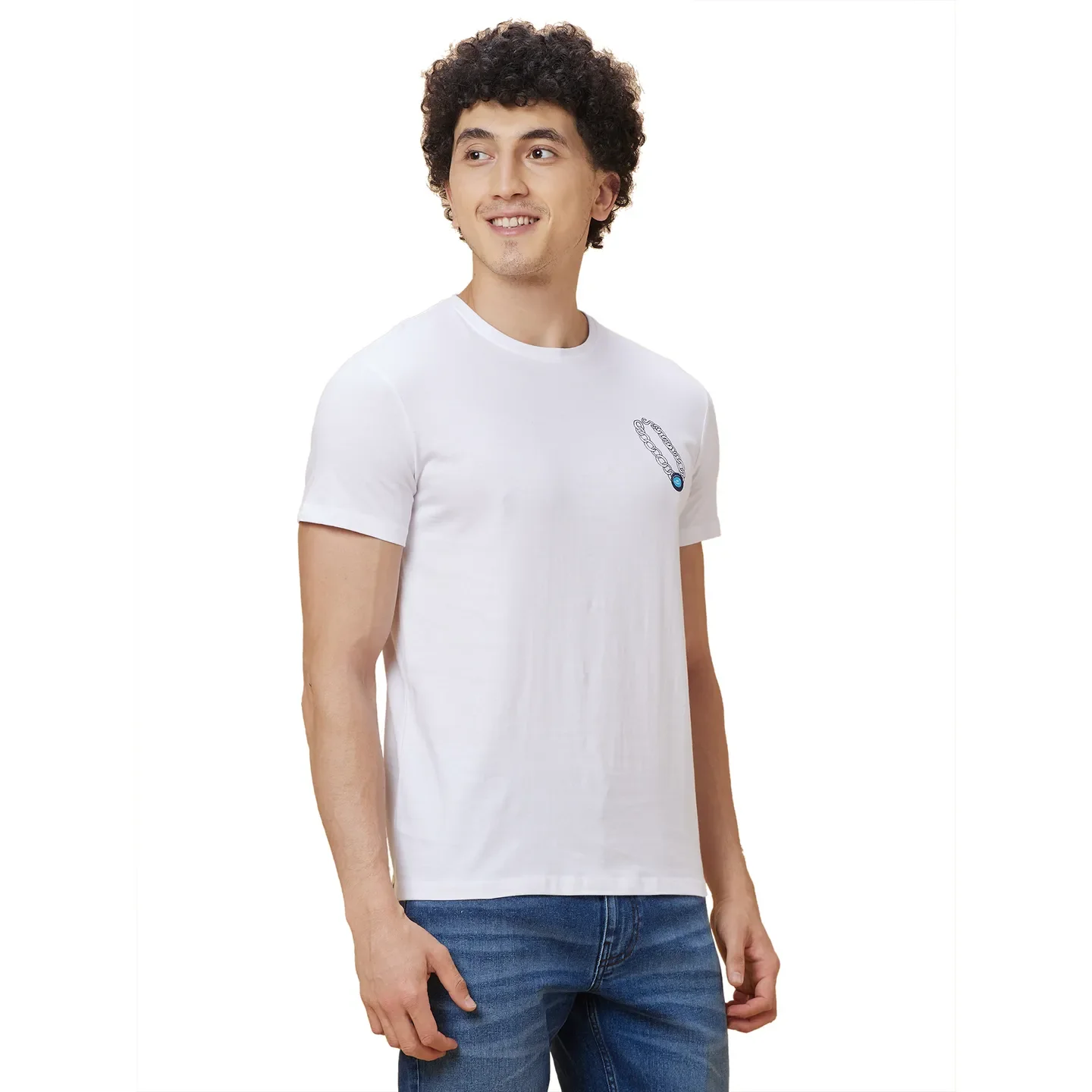 White Regular Fit Round Neck Men's T-Shirt by Being Human Clothing - Image 4